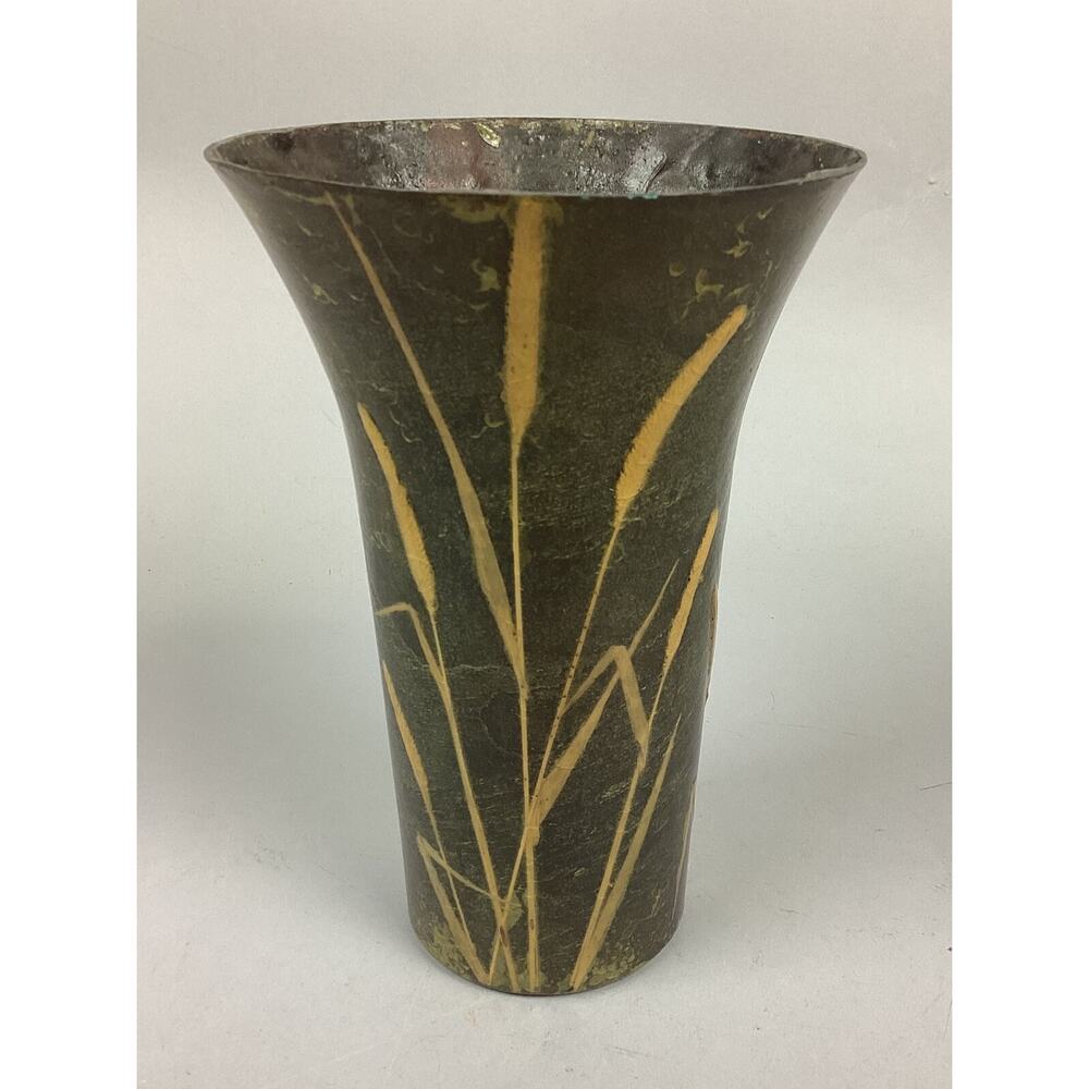 Embossed Flowers On A Medium Sized Heavy Flower Vase - 7 3/4”